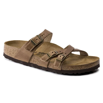 Franca Oiled Leather Tobacco Brown Slide Sandal