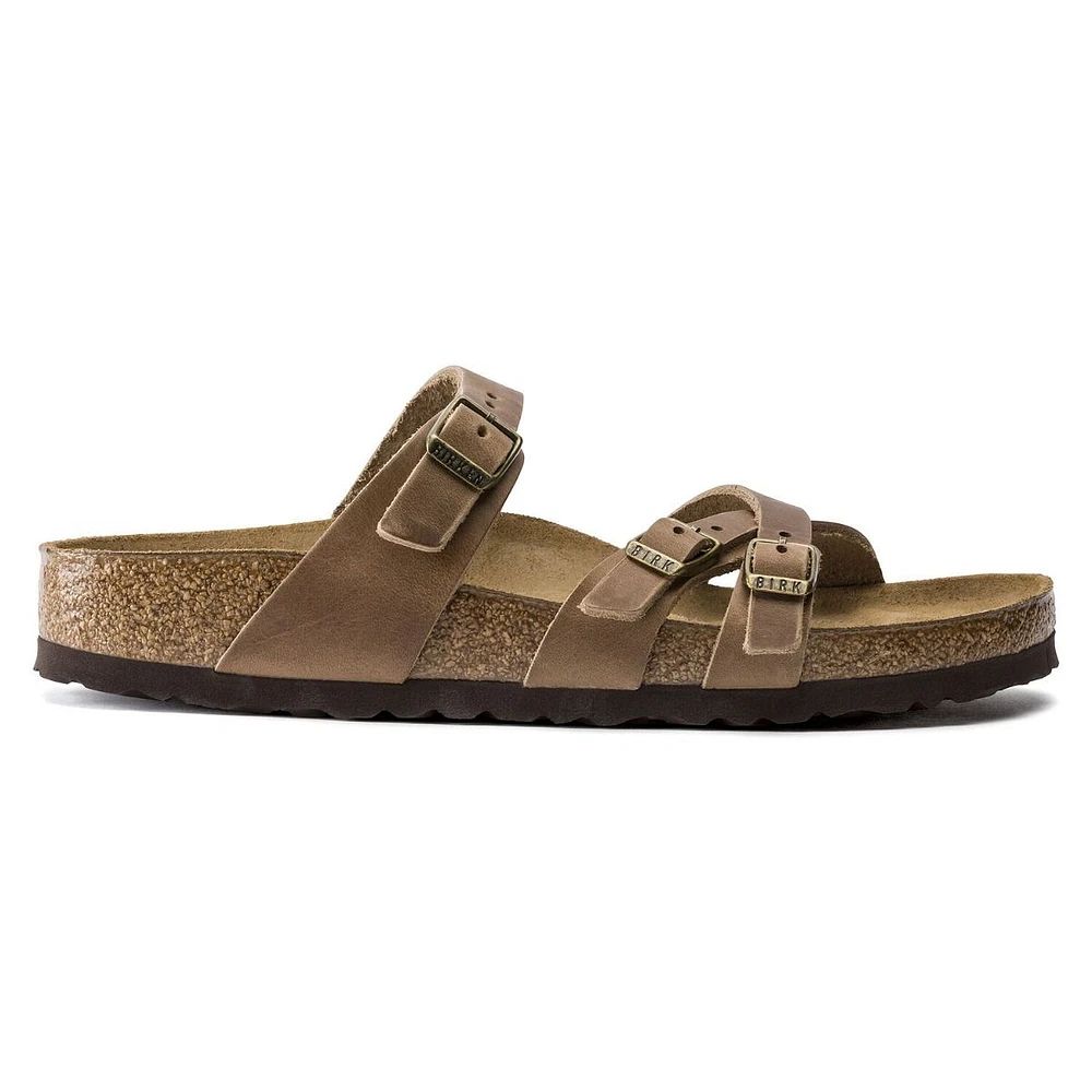 Franca Oiled Leather Tobacco Brown Slide Sandal