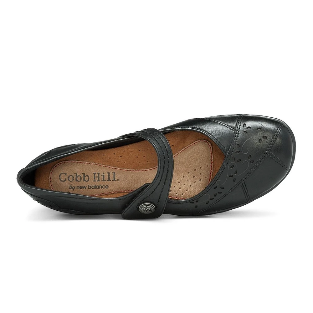 Petra Black Leather Mary Jane Flat