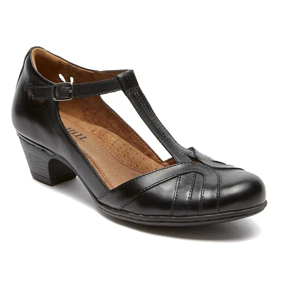 Angelina Black T-Strap Low Heel