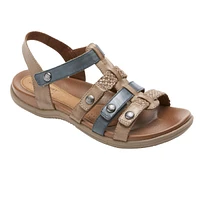 Rubey Khaki / Navy T-Strap Sandal