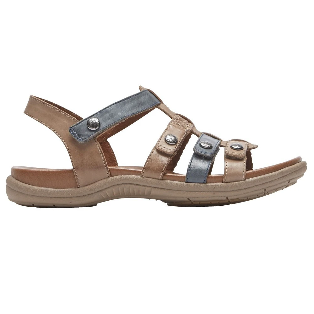 Rubey Khaki / Navy T-Strap Sandal