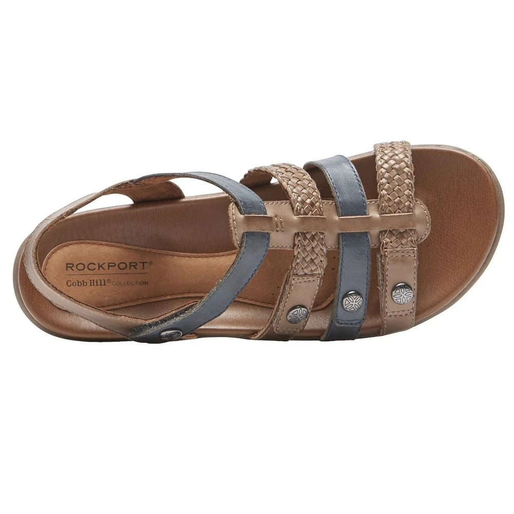 Rubey Khaki / Navy T-Strap Sandal