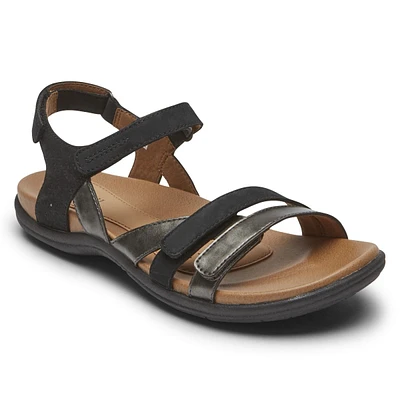 Rubey Black Three Strap Sandal