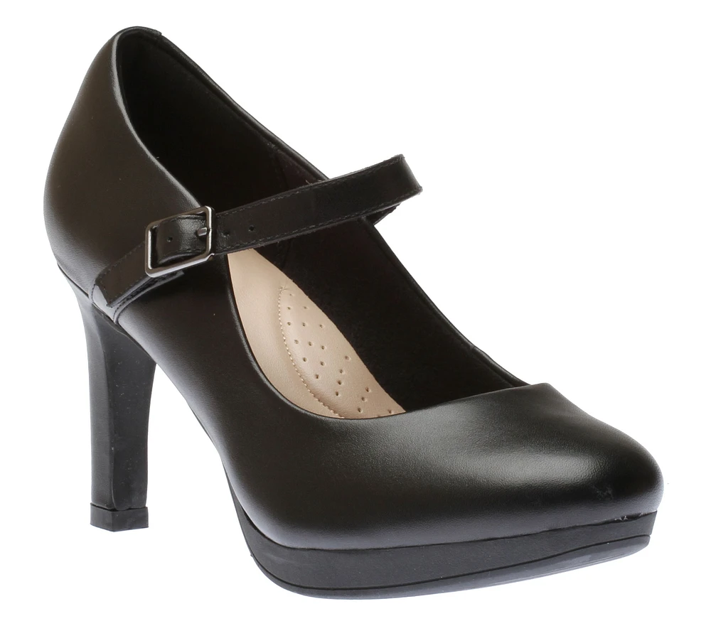 Ambyr Shine Black Leather Mary Jane Heel Pump