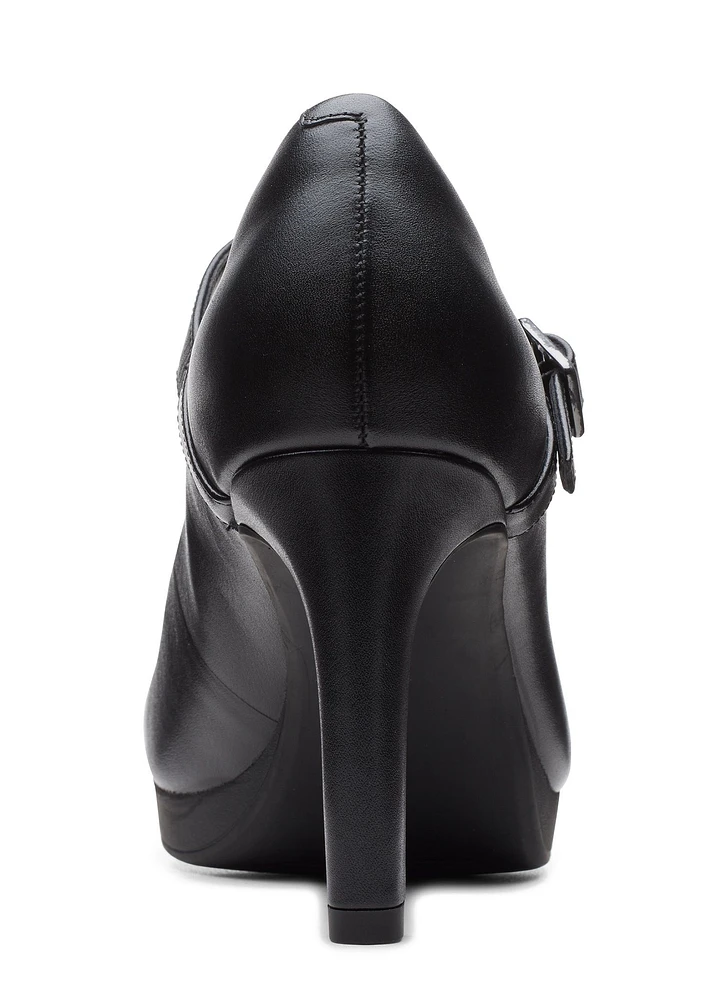 Ambyr Shine Black Leather Mary Jane Heel Pump