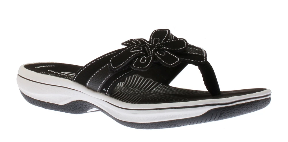 Brinkley Flora Black White Thong Sandal