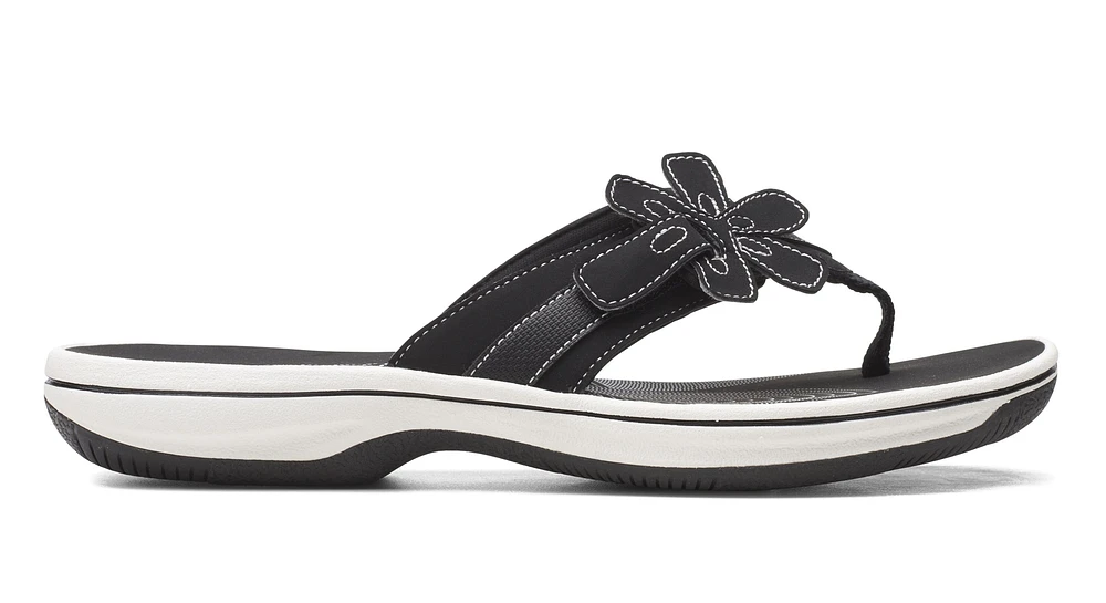 Brinkley Flora Black White Thong Sandal