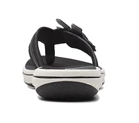 Brinkley Flora Black White Thong Sandal