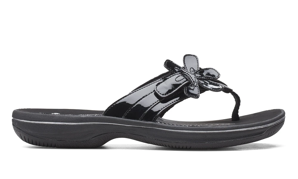 Brinkley Flora Black Patent Thong Sandal