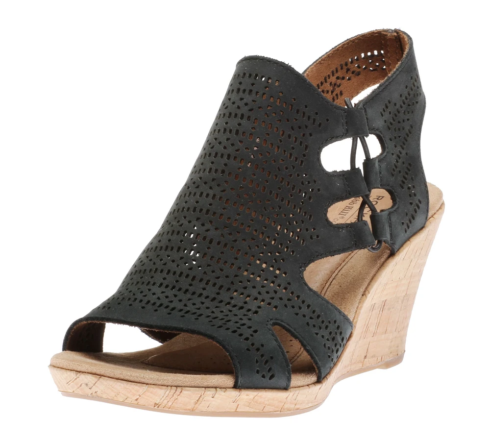 Janna Black Nubuck Wedge Sandal