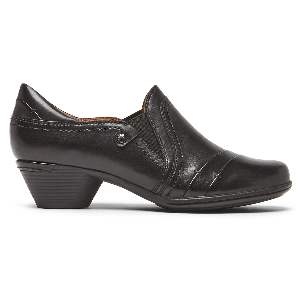 Laurel Slip-On Black Leather Low Heel