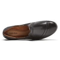 Laurel Slip-On Black Leather Low Heel