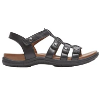 Rubey Black Leather T-Strap Sandal