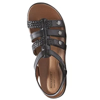 Rubey Black Leather T-Strap Sandal