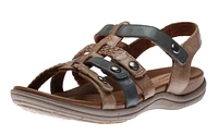 Rubey Khaki / Navy T-Strap Sandal