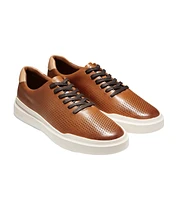 GrandPrø Rally Laser Cut Tan Brown Leather Lace-Up Sneaker