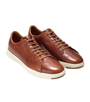 GrandPrø Brown Leather Lace-Up Tennis Sneaker