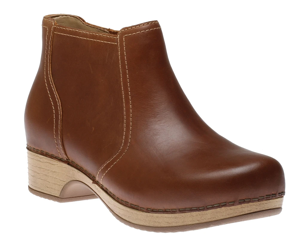 Barbara Tan Brown Oiled Leather Ankle Boot