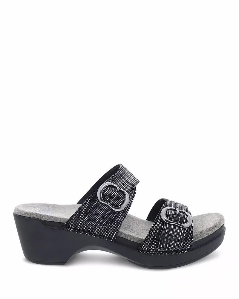 Sophie Black Metallic Leather Sandal