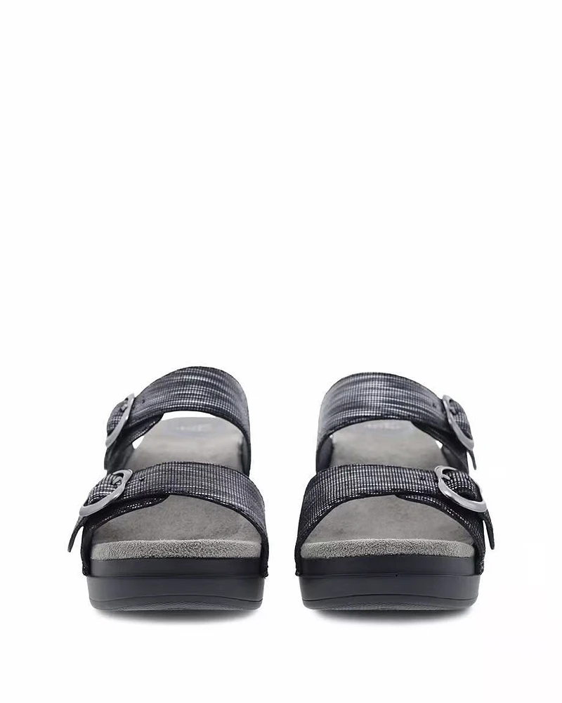 Sophie Black Metallic Leather Sandal