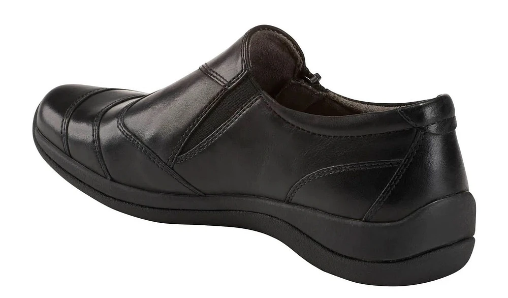 Kara Faraday Black Leather Zipper Slip-On Shoe