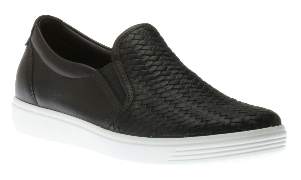 Women's Soft 7 Woven Black Leather Slip-On Sneaker