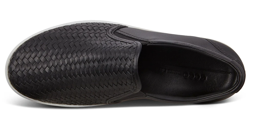 Women's Soft 7 Woven Black Leather Slip-On Sneaker