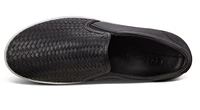 Women's Soft 7 Woven Black Leather Slip-On Sneaker