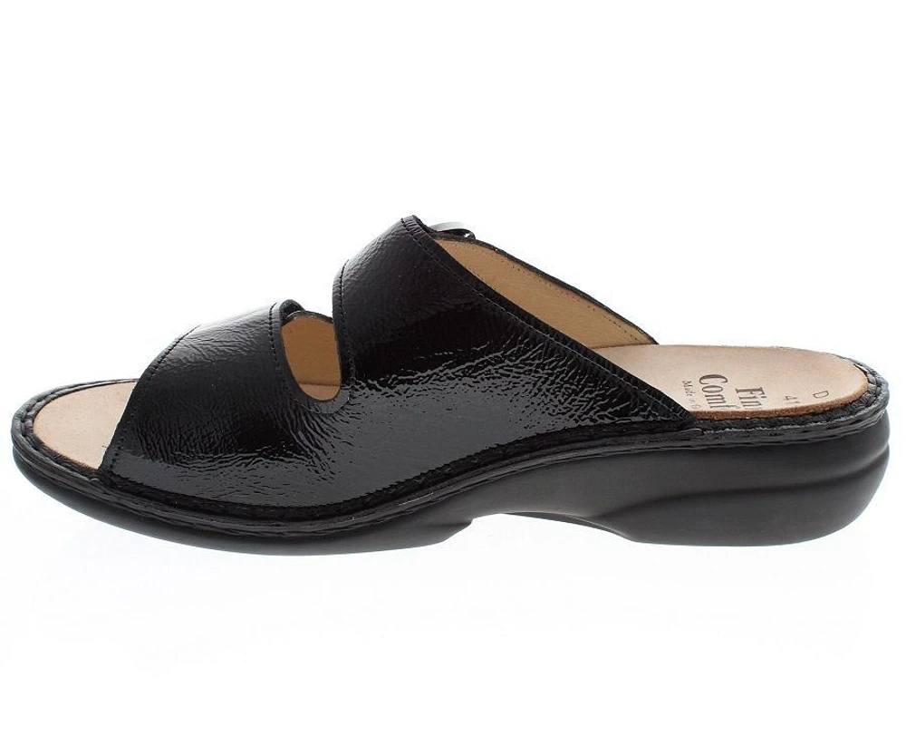 Mumbai Black Patent Leather Slide Sandal