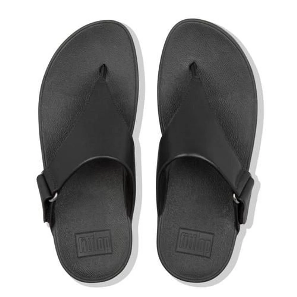 Sarna Black Leather Thong Sandal