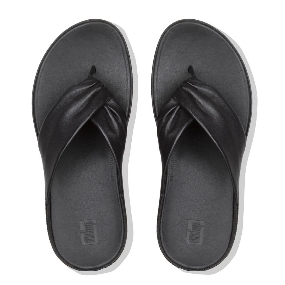 Twiss Black Leather Thong Sandal