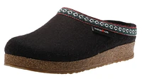 Grizzly Franzl Black Wool Patterned Trim Felt Clog