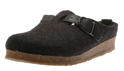 GZB Grizzly Charcoal Wool Felt Buckle Clog