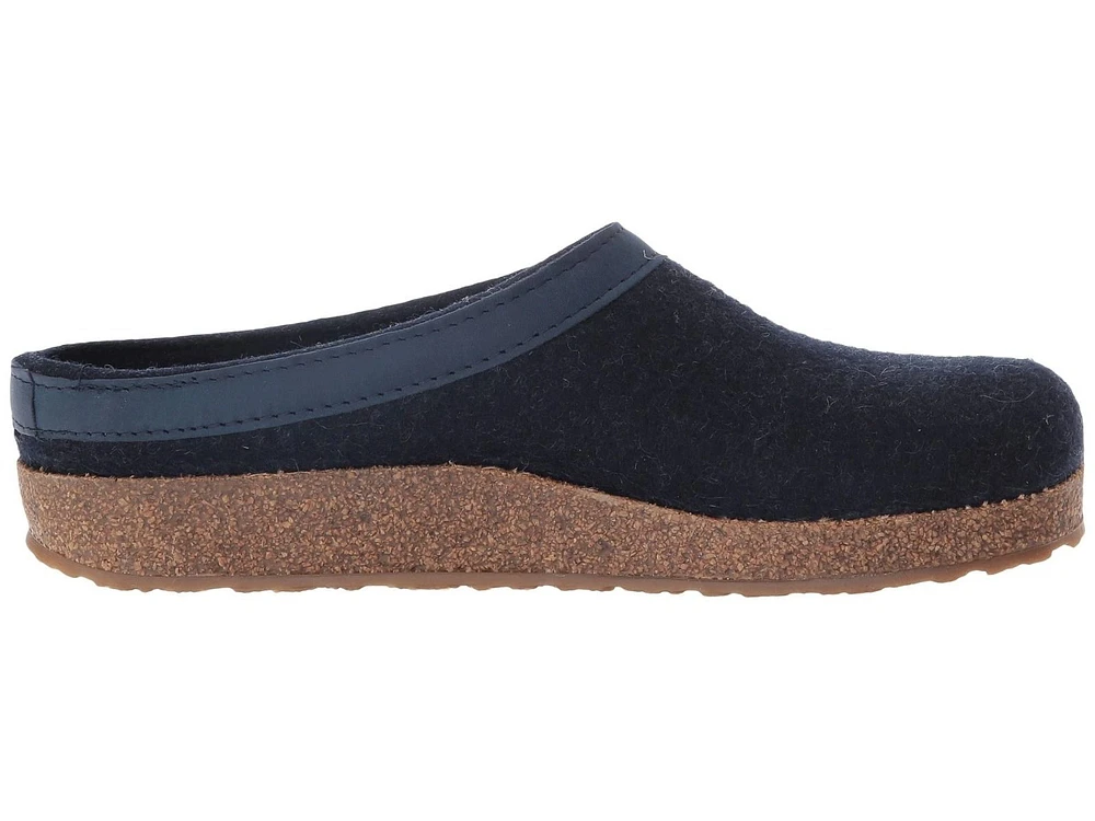 GZL Grizzly Captain's Blue Wool Felt Leather Trim Clog