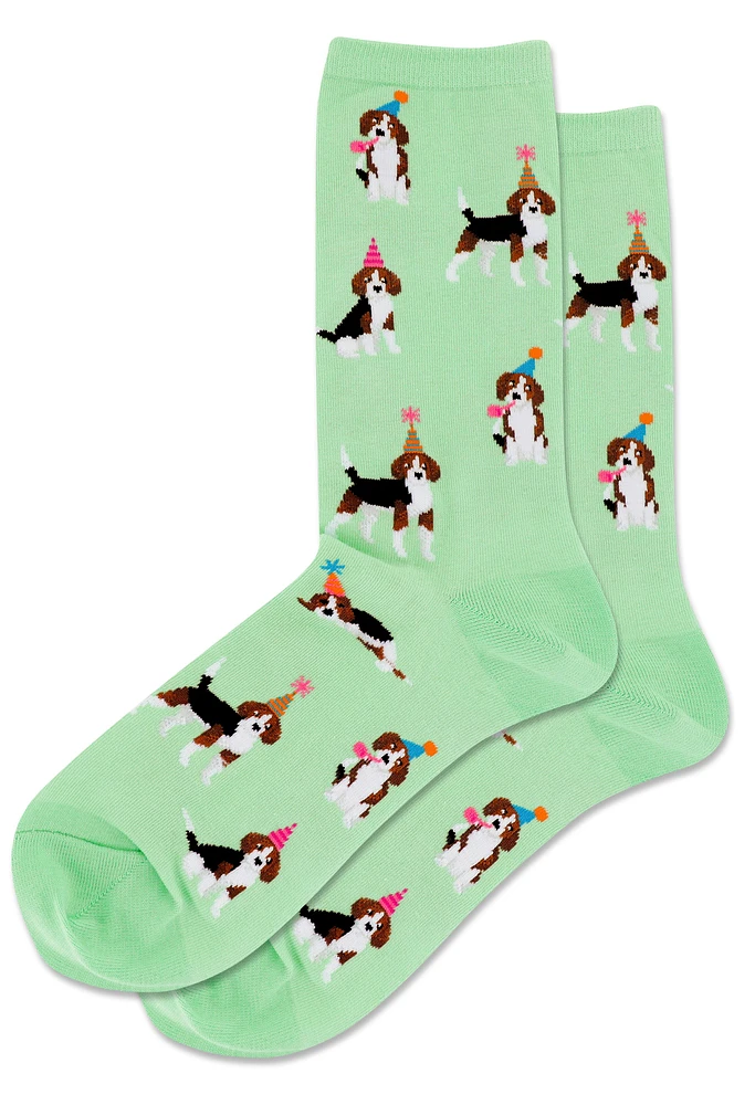 Hotsox Women's Party Beagle Mint Crew Socks