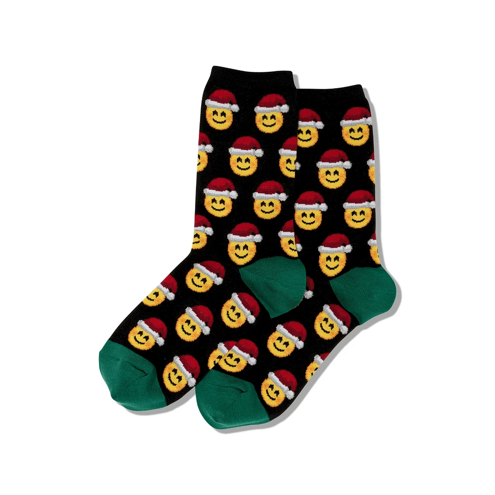 Hotsox Women's Santa Smile Emoji Crew Socks