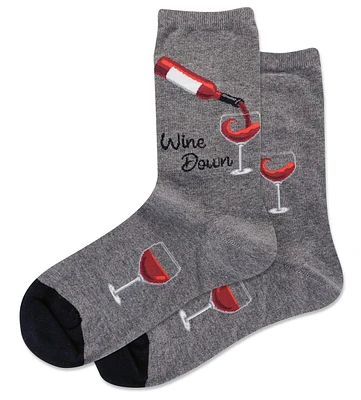 Hotsox Women's Wine Down Charcoal Crew Socks