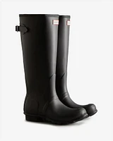 Women's Black Tall Back Adjustable Rain Boots