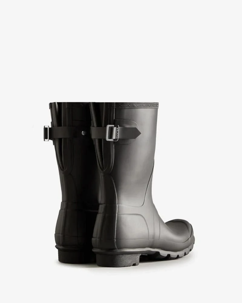 Women's Black Short Back Adjustable Rain Boots