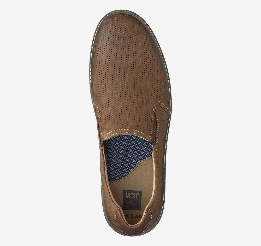 McGuffey Perforated Tan Brown Leather Slip-On Sneaker