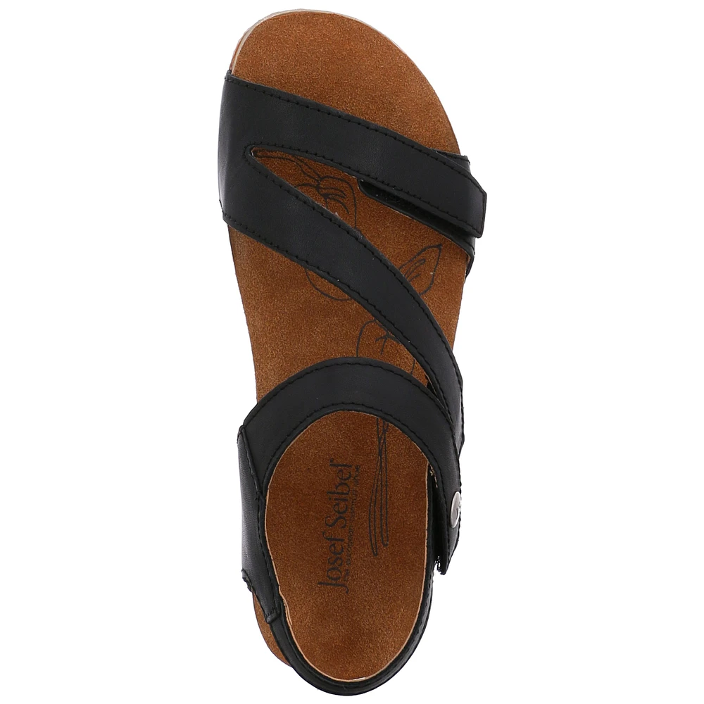 Tonga 25 Black Leather Asymmetrical Sandal