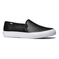 Double Decker Black Perforated Leather Slip-On Sneaker