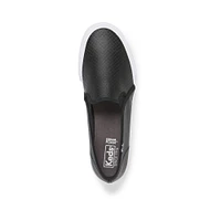 Double Decker Black Perforated Leather Slip-On Sneaker