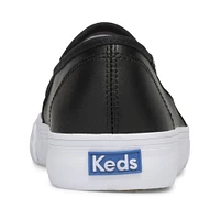 Double Decker Black Perforated Leather Slip-On Sneaker