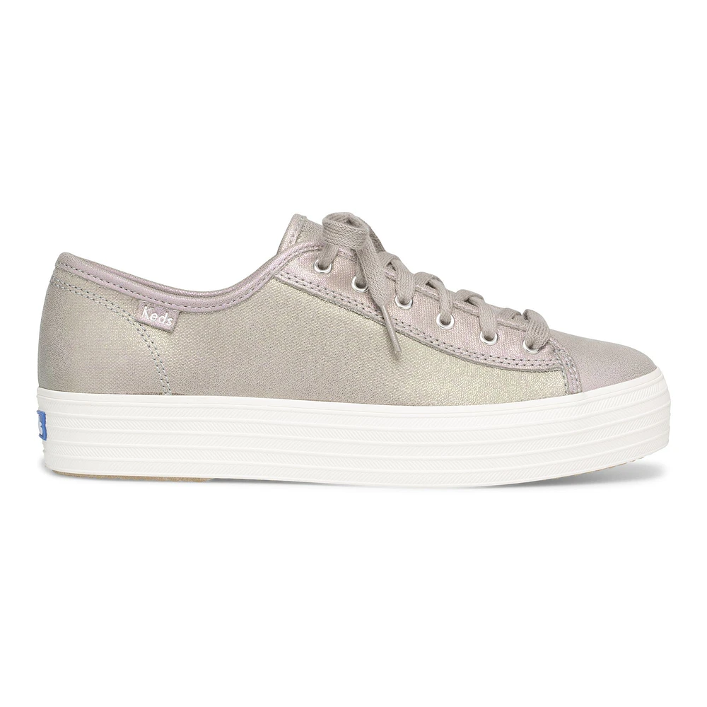 Triple Kick Grey Iridescent Leather Lace-Up Platform Sneaker