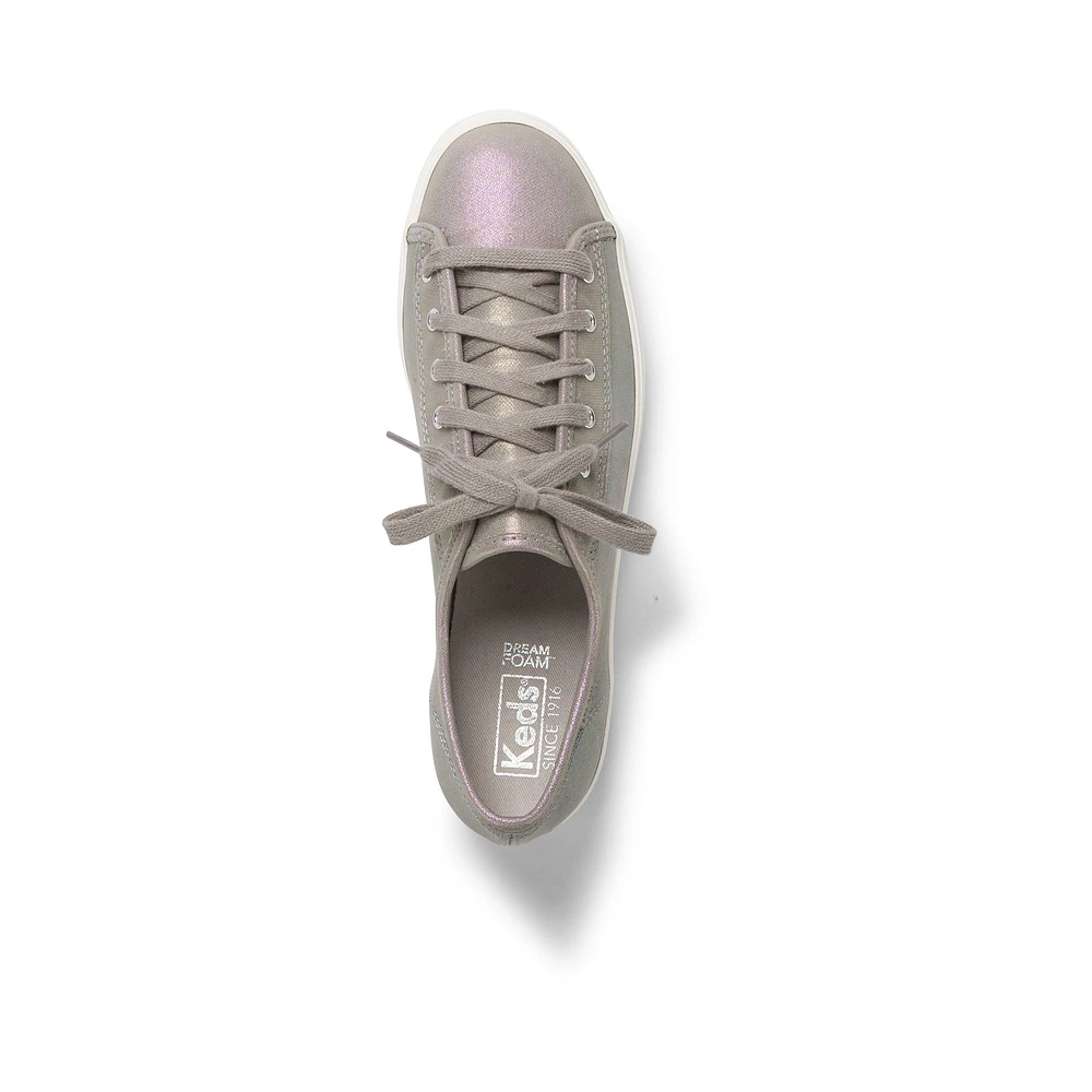 Triple Kick Grey Iridescent Leather Lace-Up Platform Sneaker