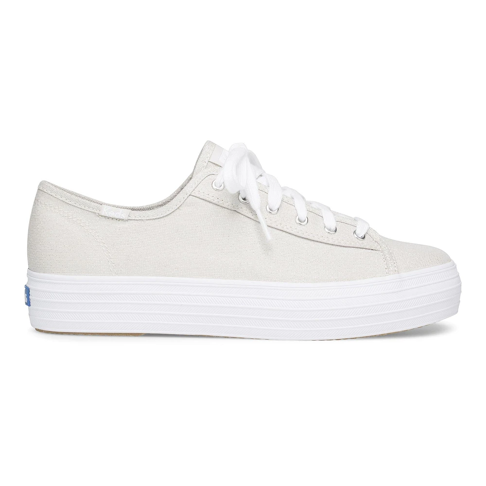 Triple Kick Silver Lace-Up Platform Tennis Sneaker