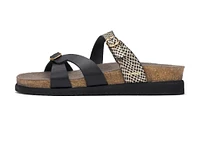 Hannel Cuba Black Gold Textured Leather Slide Sandal