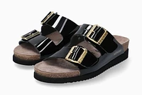 Hester Patent Gold Buckle Slide Sandal